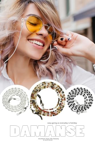 Damanse Eyeglass Chain,8 Pcs Beaded Eye Glasses Strap Holders around Neck For Women