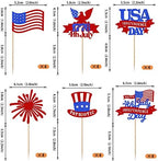 24 Pack Happy Independence Day Cupcake Toppers Happy 4th of July Cupcake Picks National Flag Patriotic Cupcake Decorations Star American Independence Day Theme Party Cake Decorations Supplies