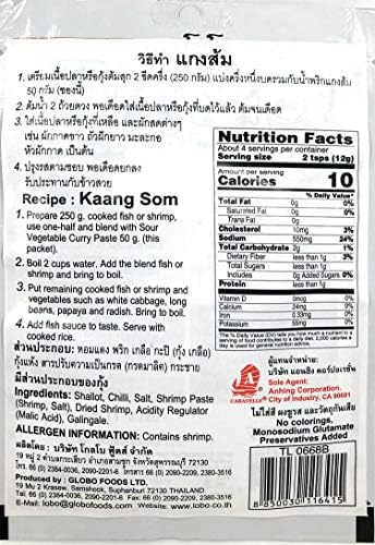 Lobo Sour Vegetable Curry Paste Thai Herbal Food 50 G (1.76 Oz) X 5 Bags