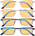 Eyekepper 4 Pack Reading Glasses Blue Light Blocking Memory Titanium Bridge Computer Readers