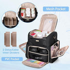 Large Medicine Organizer Bag, Pill Bottle Bag with 3 Portable Bags, Double-Layer Medication Case for Travel First Aid Home Storage, Black(Empty Bag Only)