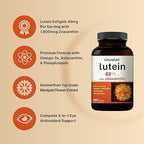 Lutein 40mg + Zeaxanthin 1,600mcg, 360 Softgels | 4-in-1 Formula with Astaxanthin, Omega-3 & Phospholipids | Marigold Flower Extract | Supports Eye, Brain & Vision Health | Non-GMO, Gluten Free