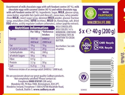 Cadbury Mixed White Chocolate, Caramel and Crème, 200g