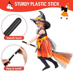 Halloween Witch Broom Kids Cosplay Accessory Lightweight Small Witch Broomstick Prop for Halloween Party Decoration