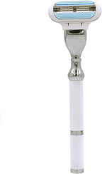 Parker Deluxe Triple Blade Razor for Women–Compatible with Gillette Venus or Gillette Mach 3 Cartridges–5.5 Inch Textured Brass Frame Handle-One Gillette Venus Cartridge Included