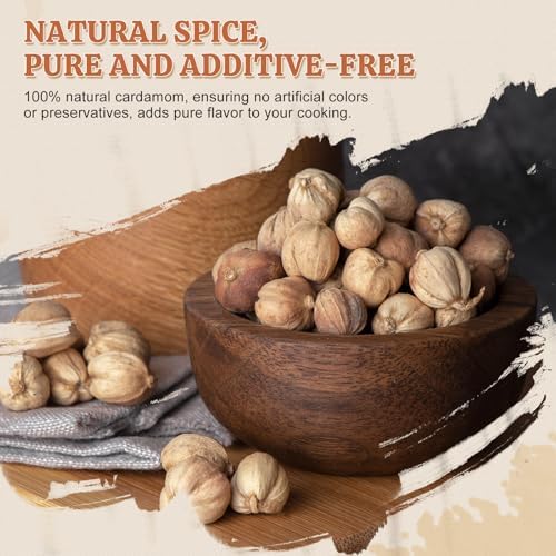 52USA Cardamom Pods, White Cardamom, 4oz–NON GMO Verified, Amomum Cardamomum, Bai Dou Kou, White Cardamom Seeds, Aromatic & Natural, Aromatic Spice for Cooking, Herbal Tea & Traditional Remedies