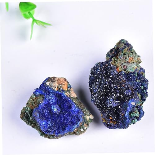 Natural Azurite Malachite Crystal Mineral Specimen, Malachite Stone Irregular Rough Mineral Specimen Original Shape Healing Crystal Worry Relief Stress with Gift Box.