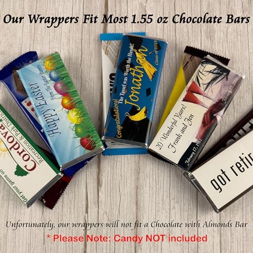 Merry Christmas Holiday Candy Bar Wrappers, Fits a Milk Chocolate Bar (Set of 12)(W736)