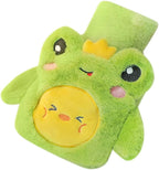 Cute Hot Water Bottle, 500ML (17oz) Hot Water Bag with Plush Cover for Pain Relief, Period Cramps, Hot and Cold Compress, and Winter Warmth (Frog)