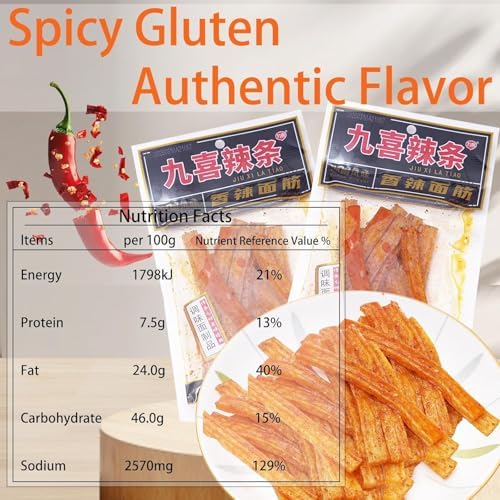 Spicy Strips - Spicy Gluten Latiao,Chinese Special Casual Snack Food,Made From Wheat/Chili/Spice,Best Vegan,Piece Nostalgia Food,Convenient Fast Food.辣条 80g/2.82oz per Pack (Pack of 5)