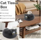 Cat Tissue Holder, Cat Paper Box Cover Decorative Animal Napkin Box Cover Tissue Holder with Toothpick Toilet Paper Dispenser for Bathroom Bedroom Dining Table(Black)