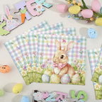 NatNarr 50 Pcs Easter Paper Napkins, 6.5 x 6.5 Inch Cute Bunny Napkins Disposable Pastel Plaid Eggs Easter Cocktail Napkin for Decoupage, Spring Party, Baby Shower