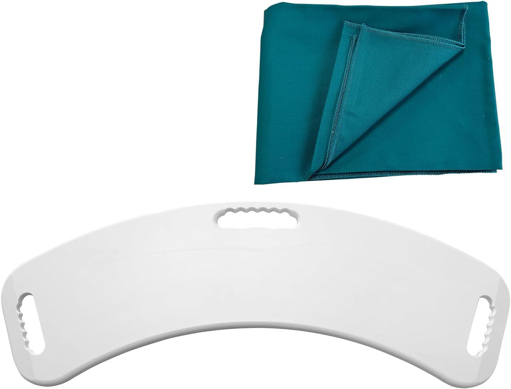 Transfer Board with Slide Sheet, FSA Eligible, Slide Assist Device for Transferring or Seniors from Wheelchair to Bed, Toilet, Tub, Car (White Transfer Board + Slide Sheet（28"x28"）)