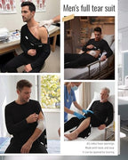 August Alley Men Full Tear Away Suit Set 2 Pcs Open Post Shoulder Shirt invalid Pants Recovery Pajama Fracture Care Bedridden