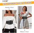 SUOSDEY Jacquard Corset Belt for Women Underbust Boned Lace Up Bustier Waspie Belt Renaissance Steampunk Pirate Corset