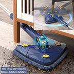 360° Rotatable Adjustable Cleaning Mop Extendable Triangle Mop with Long Handle Hand Twist Quick Dry Multifunctional Microfiber Wet and Dry Clean Floor Wall with 3 Replacement Pads
