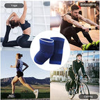 Knee Brace 2 Pack Knee Pads, 1 Pair Knee Braces Compression Sleeves For Women Men, Knee Protector for Knee Pain Joint Protect Knee Support For Sport Running Fitness Football Basketball (Blue)