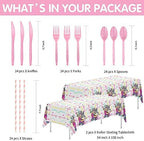 Roller Skating Party Supplies, Roller Skate Party Decorations Tableware, Plate, Cup, Napkin, Tablecloth, Cutlery, Skater Let's Roll Birthday Decorations Dinnerware, Serve 24