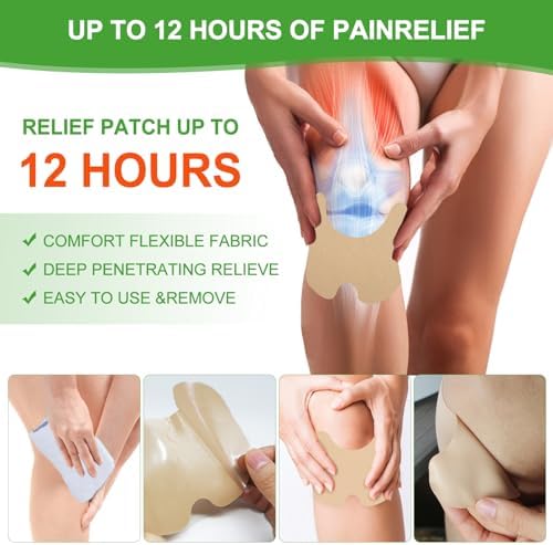 MQUPIN 24Pcs Knee Patches, Natural Kee Pain Relief Arthritis Patch Knee Patches for Pain Relief Bone on Bone for Knee, Back, Neck, Shoulder