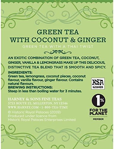 Harney & Sons Historic Royal Palaces Green Tea with Coconut 30 Sachets