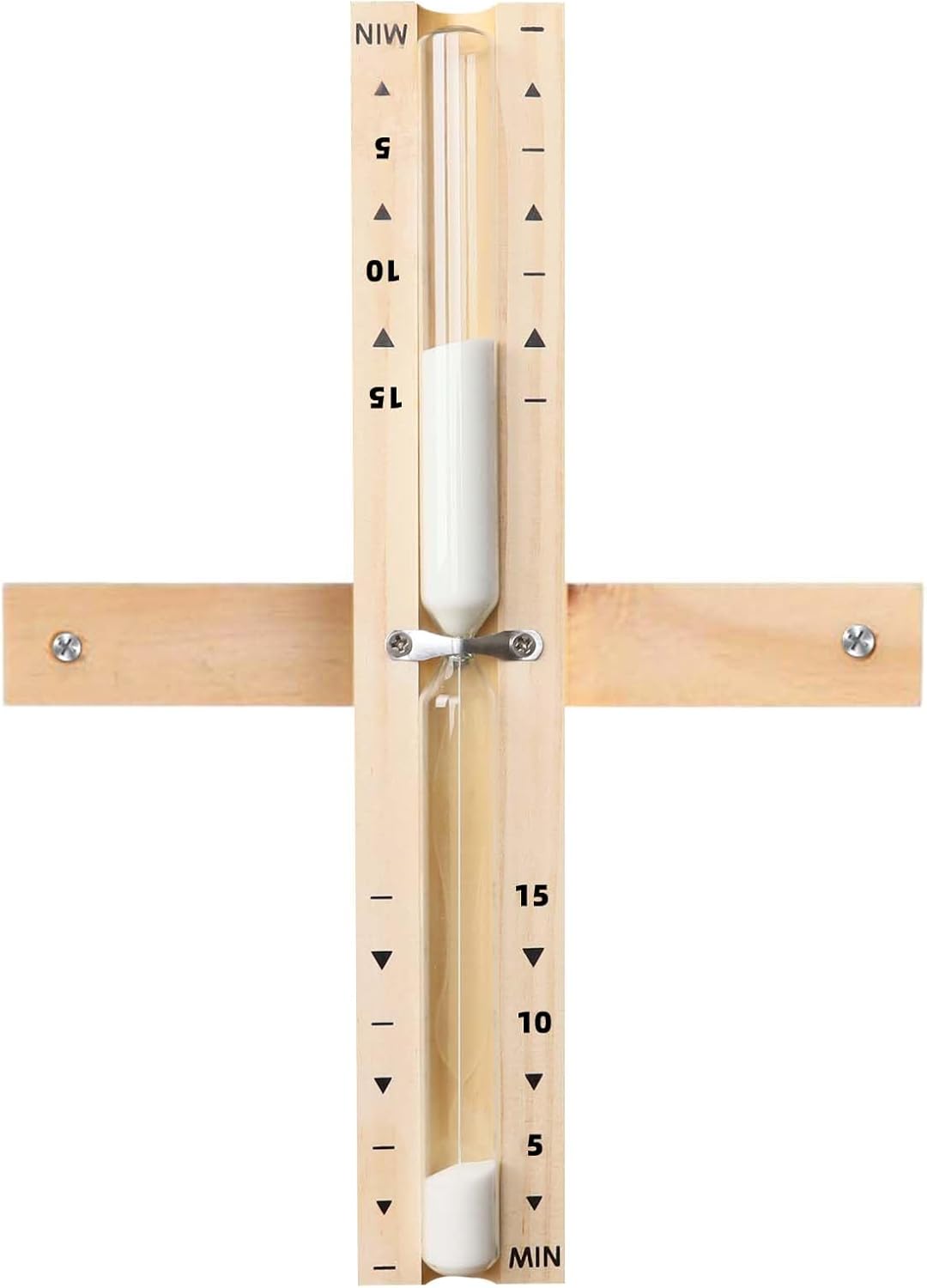 15 Minute Heat Resistant Sauna Sand Timer - 15m Rotating Wooden Hourglass with White Sand, Reloj De Arena for Sauna SPA Room
