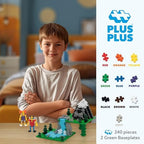 PLUS PLUS 240 Piece Interlocking Building Blocks for Kids, Open Ended Connecting Toys, STEM Bin Mini Manipulatives - Basic Mix Play Tube & Baseplate