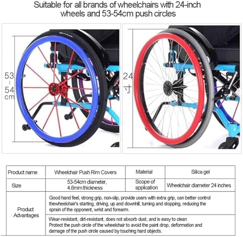 24Inch Wheelchair Push Rim Covers 1 Pair Non-Slip Wear-Resistant Hand Push Non-Slip Hand Push Cover Improve Grip and Traction, Easy to Take of and Clean,4,24Inch