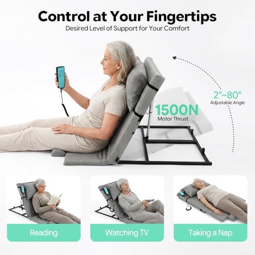 HjirtPxe Electric Lifting Backrest for Bed,2-80°Adjustable Lifting Backrest with Remote Control,Sit-Up Back Rest Chair,Assist Elderly Get Out of Bed Easily,Support 661lbs,for Neck Lumbar Back Support