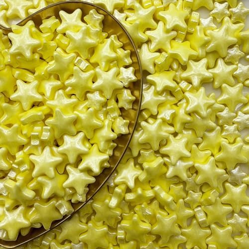 CandiJumpin Edible Stars for Cake Decorating, Yellow Star Sprinkles Star Cake Decorations Edible Large Small Yellow Stars Baby Shower Party Birthday Wedding Christmas Supplies 3 OZ