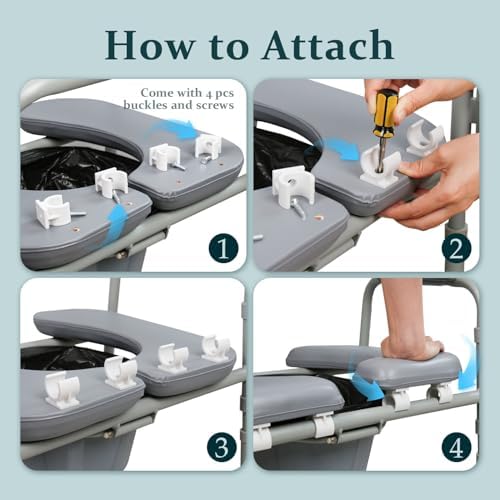 Two-Piece Commode Seat Pad,Waterproof Soft Toilet Seat Cover (Frame NOT Included),U-Shape Replacement PU Cushion with Clips for Elderly Bedside Shower Wheelchair for Elderly Comfort