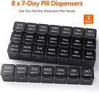Lifewit Monthly Pill Organizer, 28 Day Pill Box, 4 Weeks One Month Vitamin Cases, Large Compartments Medicine Organizer for Fish Oils, Supplements, 56 Grids, Black