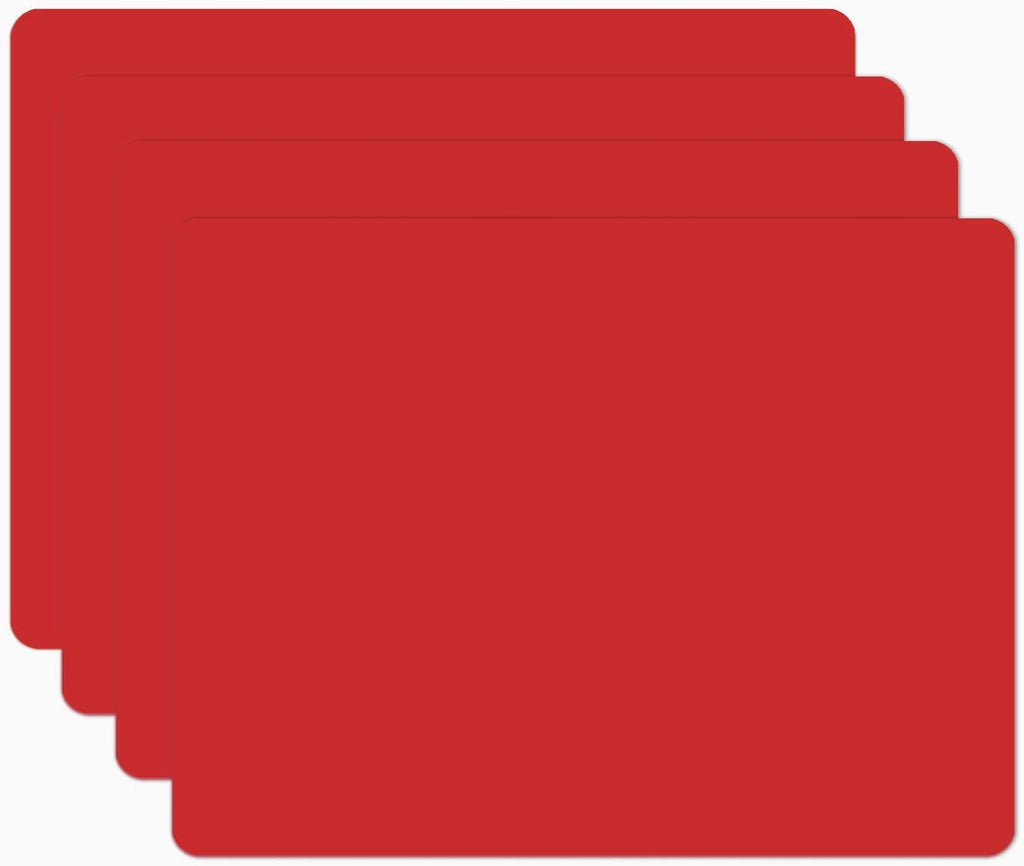 Silicone Placemats, Food-Grade Non-Slip Waterproof, Dining, Stain Resistant, Countertop Protector, Kitchen Counter Mat, Heat Resistant, Baking mat Dishwasher Safe (15.7x11.8Inch-4pack, Red)
