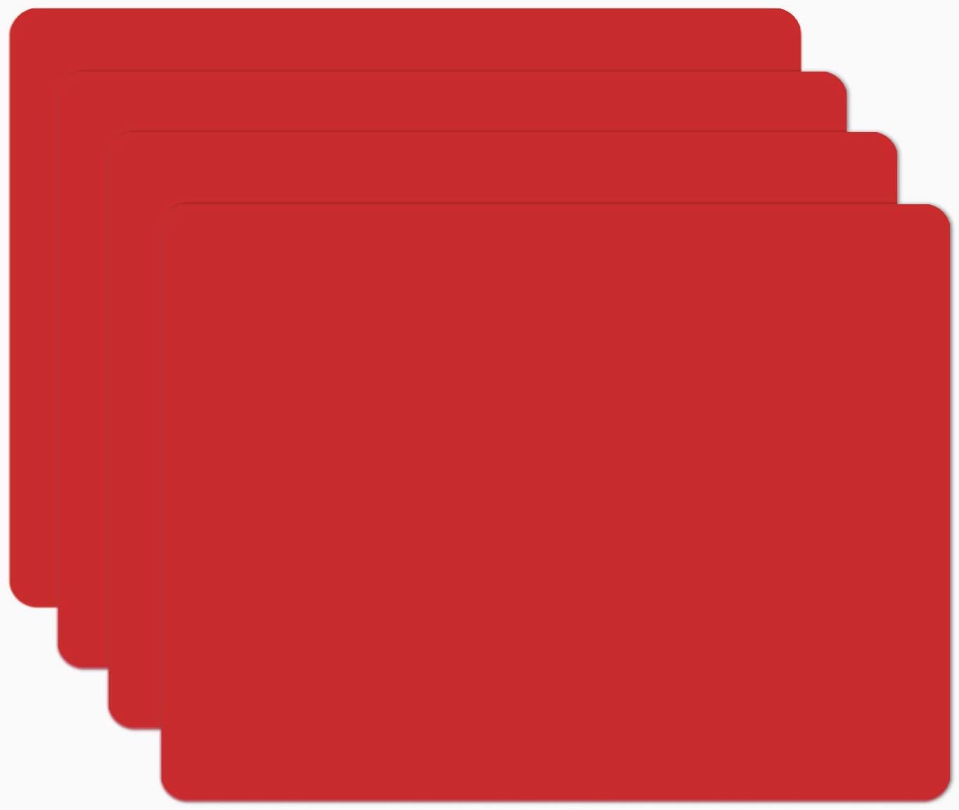 Silicone Placemats, Food-Grade Non-Slip Waterproof, Dining, Stain Resistant, Countertop Protector, Kitchen Counter Mat, Heat Resistant, Baking mat Dishwasher Safe (15.7x11.8Inch-4pack, Red)