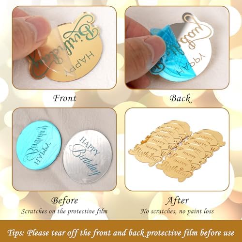 20 Pcs Mirror Acrylic Happy Birthday Cupcake Toppers Gold Happy Birthday Cake Topper Engraved Cake Picks for DIY Birthday Gift Flower Bouquet Pastries Desserts Decor