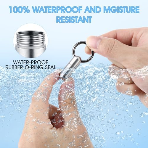 Ptwola Small Pill Case Keychain Tiny Portable Carabiner Clip Pill Holder Bottle Micro Waterproof Metal Pill Container Mini Emergency Medicine Organizer for Outdoor Camping Travel Purse