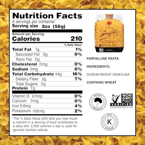 Garofalo - Premium Durum Wheat Semolina Farfalline Pasta, Italian Made, Bronze-Drawn, Al-Dente, One-Ingredient Pasta (4 pack)
