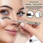 Lash Tweezers for Eyelash Extensions - Stainless Steel Precision Tweezers set with Dolphin Shaped and Curved Pointed Tip - Tweezers for Eyelash Extension - 2-Pack