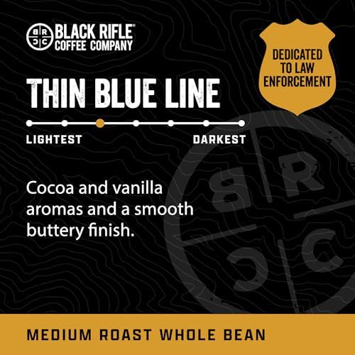 Black Rifle Coffee Company Thin Blue Line, Medium Roast Whole Coffee Beans, 12 OZ Bag