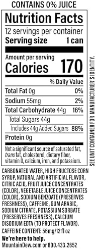 Mountain Dew, Baja Cabo Citrus12 Fl Oz Cans (Pack of 12)
