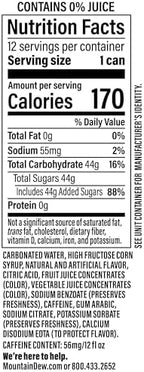 Mountain Dew, Baja Cabo Citrus12 Fl Oz Cans (Pack of 12)
