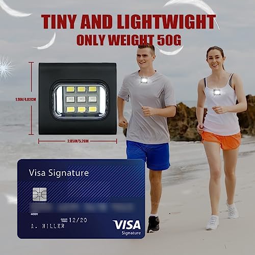 GOANDO 2 Pack Safety Jogging LED Light, Black, Water Resistant, 4 Modes, USB Charging, Strong Magnetic Clip for Night Running, Walking, Hiking