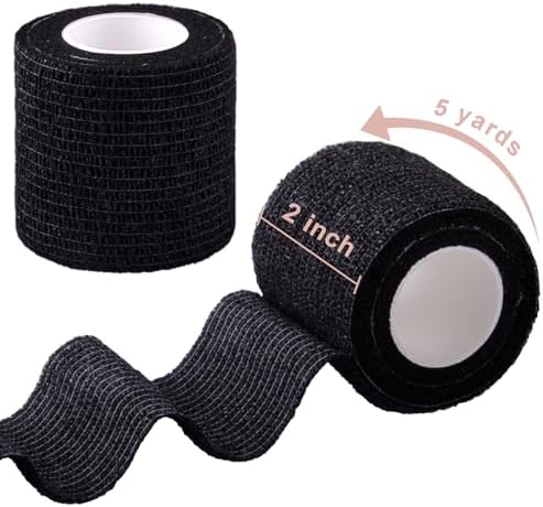 BQTQ 50 Rolls Self Adhesive Bandage Wrap Black Bandage Tape Self Adherent Wrap 2 inch Bandages Self Adhesive Wraps Stretch Bandage Wrap Roll for Wrist Ankle Swelling Sprains (Black)
