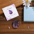 GolbalJew Amethyst Thumb Worry Stone for Anxiety Healing Crystals Sets, Hand Carved Crystals and Healing Stones, Meditation Crystal Reiki Natural Relax Palm Stone for Anxiety Therapy Relief