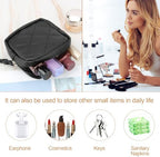Likesing Sanitary Pad Storage Bag, Leather Period Bags for Teen Girls, Portable Tampon Menstrual Cup Pouch Nursing Pad Holder Purse, Sanitary Pouch for Feminine Products 1 Pack(Black)
