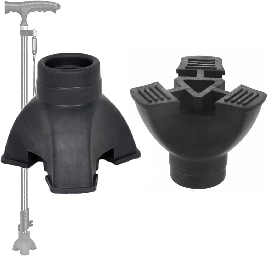 Non-Slip Rubber End Tips for Walking Canes, Sticks, and Crutches - Self-Standing Bottom Rubber Cover for Enhanced Stability and Grip - Tripod Ferrules for Secure and Safe Use