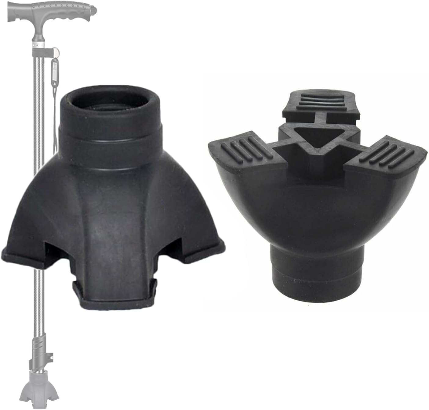 Non-Slip Rubber End Tips for Walking Canes, Sticks, and Crutches - Self-Standing Bottom Rubber Cover for Enhanced Stability and Grip - Tripod Ferrules for Secure and Safe Use