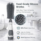 Soap Dispensing Brush Cleaner for Kitchen, Glassware, Mugs, and Plates, BPA Free Silicone Bristles, Portable Comprehensive Multi-Purpose Cleaning