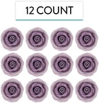 Global Sugar Art Premium Edible Roses, Lavender, Unwired, Medium 1.5 inches, 12 Count by Chef Alan Tetreault