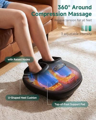 Snailax Shiatsu Foot Massager with Heat, Deep Kneading, Compression, Vibration, Electric Feet Massage Machine for Plantar Fasciitis,Neuropathy,Foot Warmer,Remote Control,Size 13, Gifts for Mom
