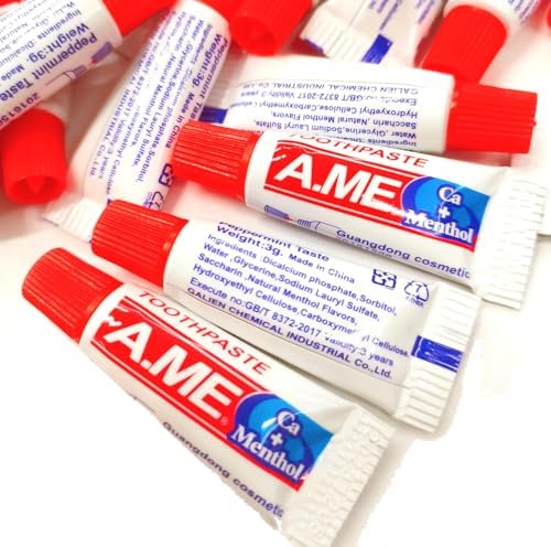 Pack of50,Mini Small Size 3g/0.1o.z Portable Peppermint Toothpastes for Personal Oral Care,Traveling, Hotel Supplies, Outdoor Activities,Party,Guests